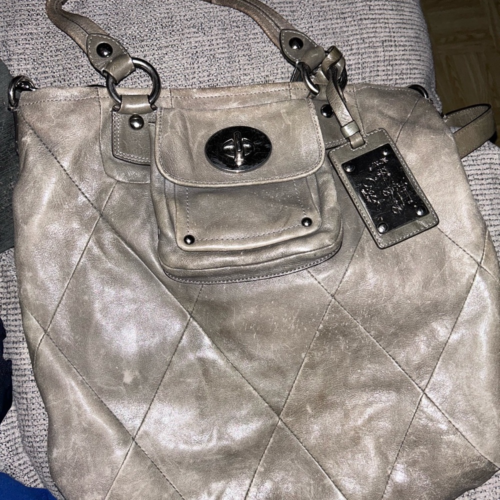 Coach Metallic Gray Shoulder Bag
